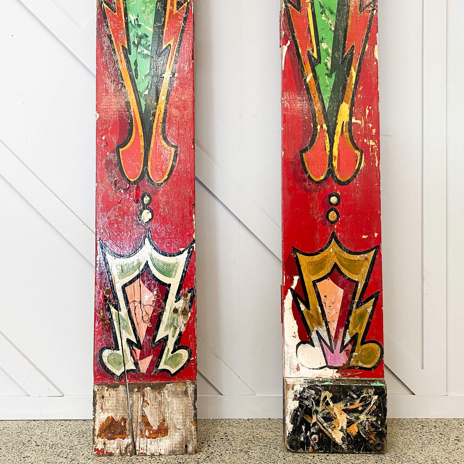 Vintage Hand Painted Fairground Columns