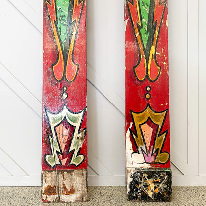 Vintage Hand Painted Fairground Columns