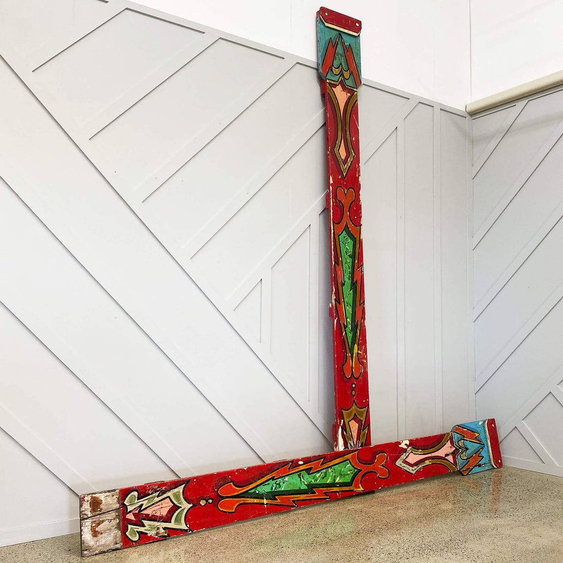 Vintage Hand Painted Fairground Columns
