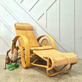 Vintage Italian Bamboo And Ratten Lounger