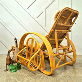 Vintage Italian Bamboo And Ratten Lounger