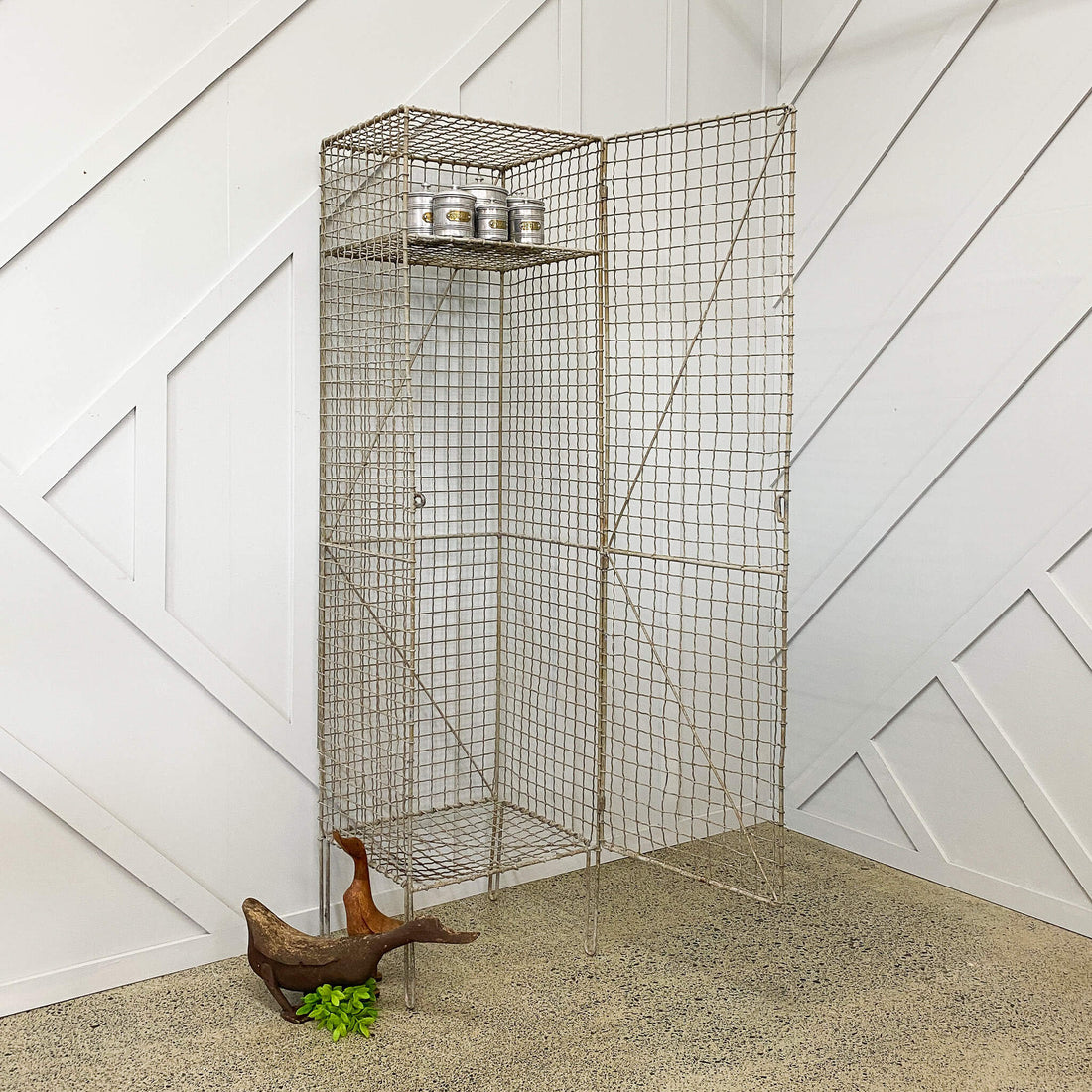 Vintage Galvanised Wire Locker