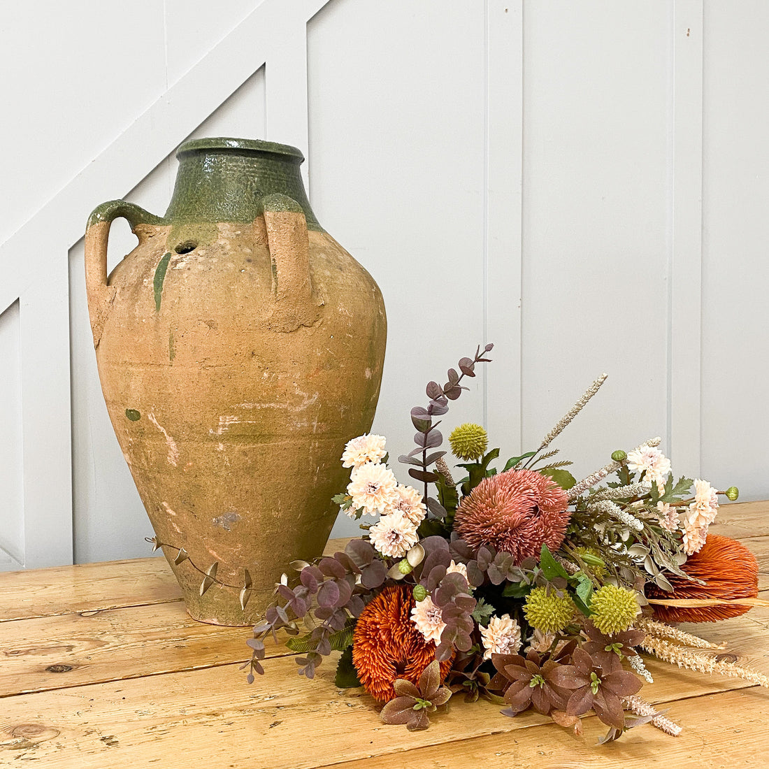 Vintage Moss Turkish Glazed Pot 