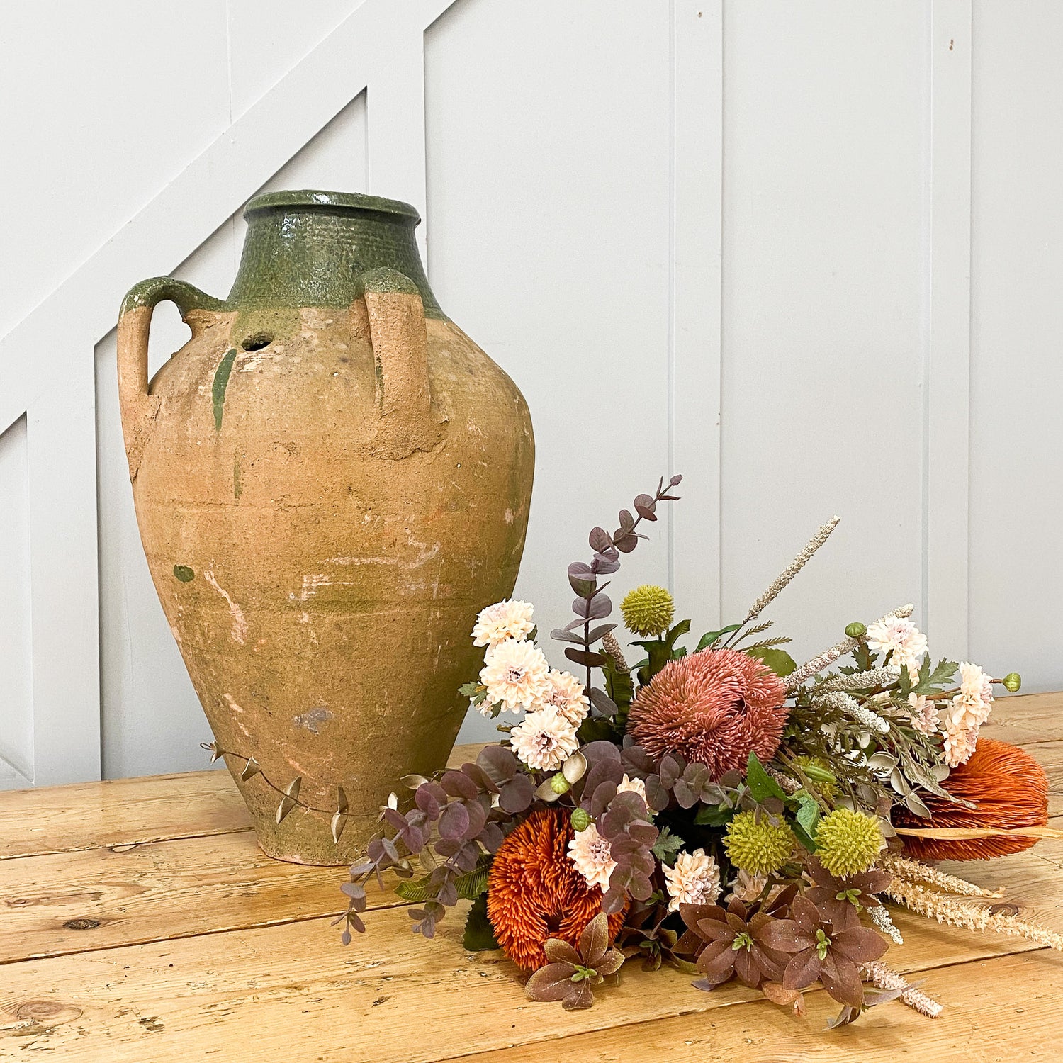 Vintage Moss Turkish Glazed Pot 
