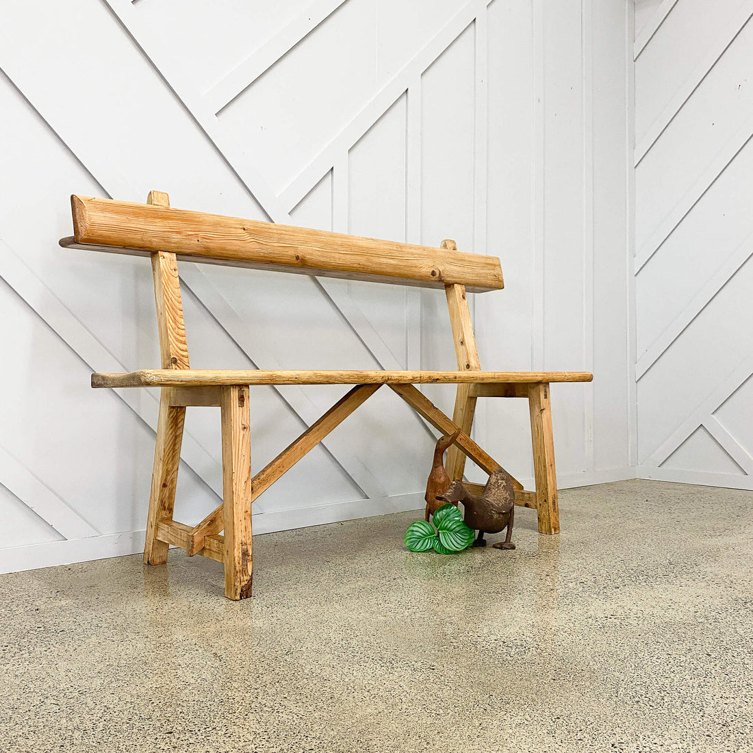 Vintage White Pine Church Pew