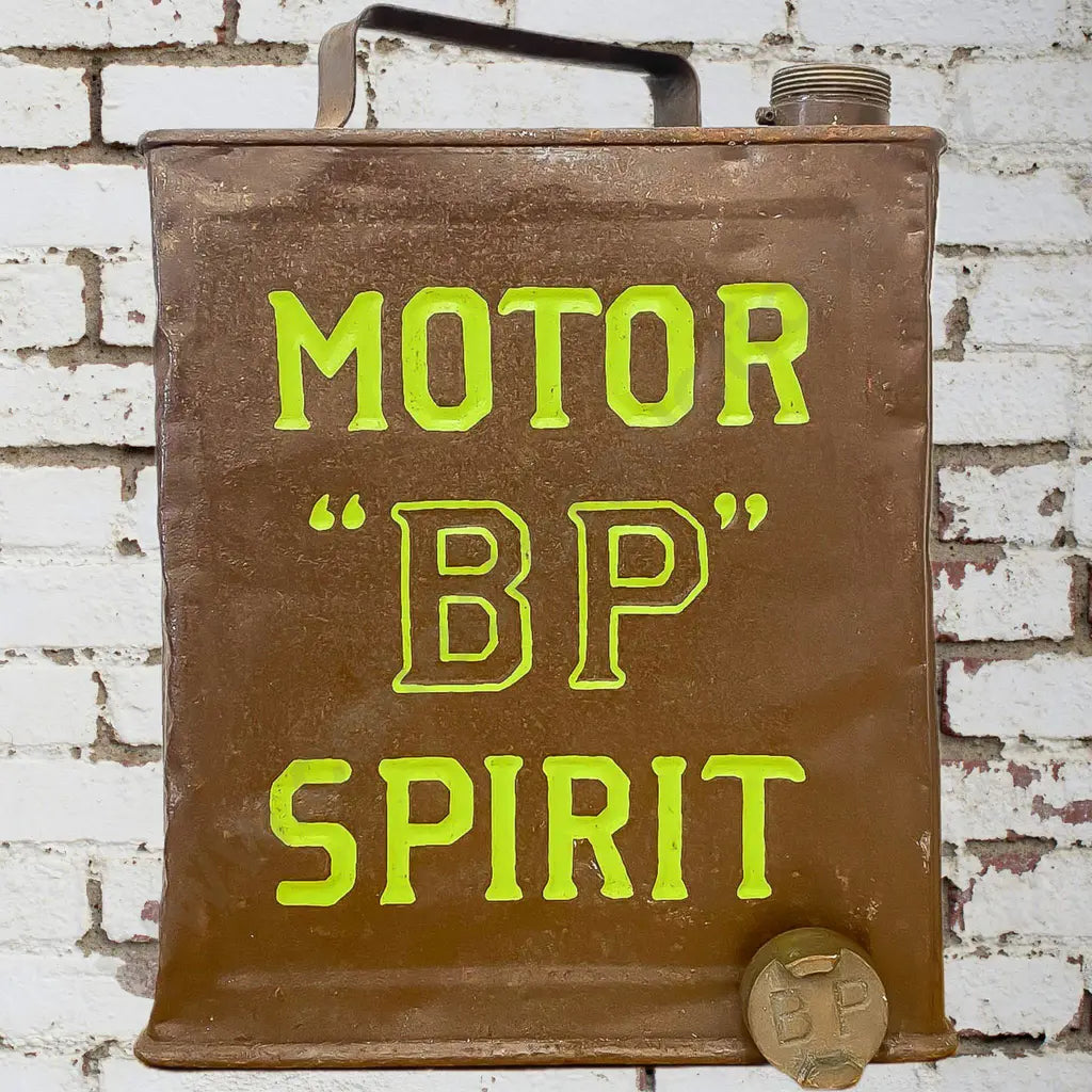 Size 28cm Long x 15cm Wide x 31cm High. Runnerboard petrol can, embosed. Condition good.