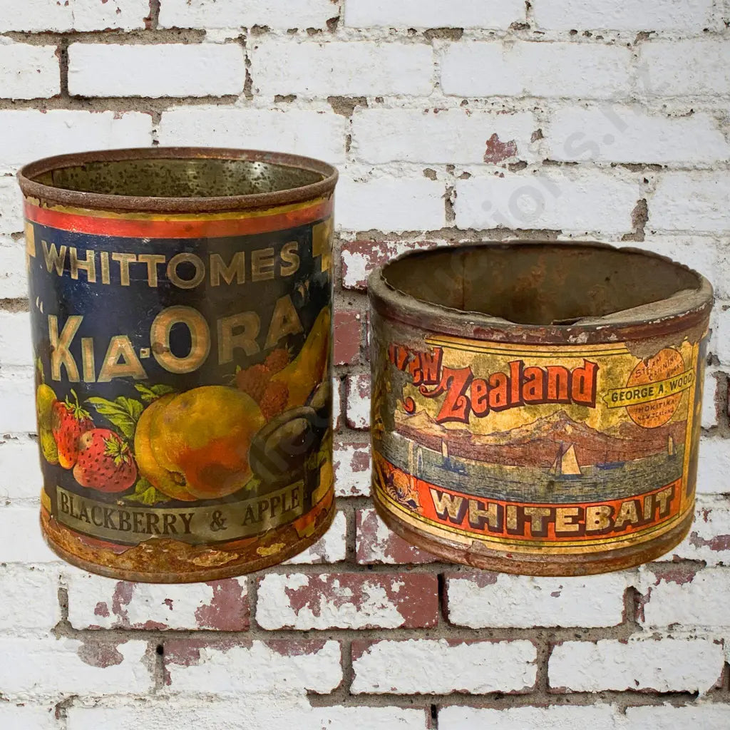 Size 11cm High x 9cm Diameter, 8cm High x 10cm Diameter. Early paper labels. Condition bad.