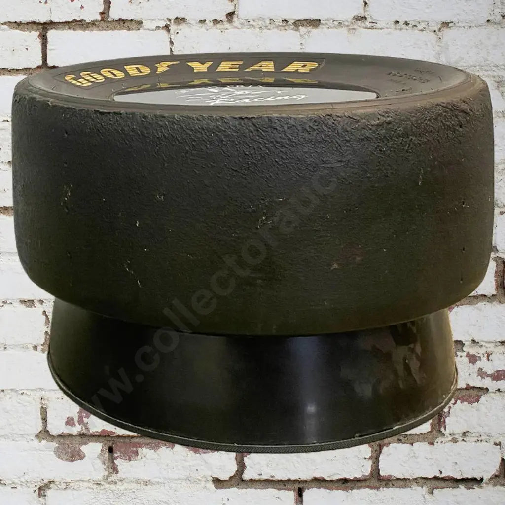 Size 40cm High x 63cm diameter. Original F1 tyre from the 80s we think. Liscened merch with certificate.