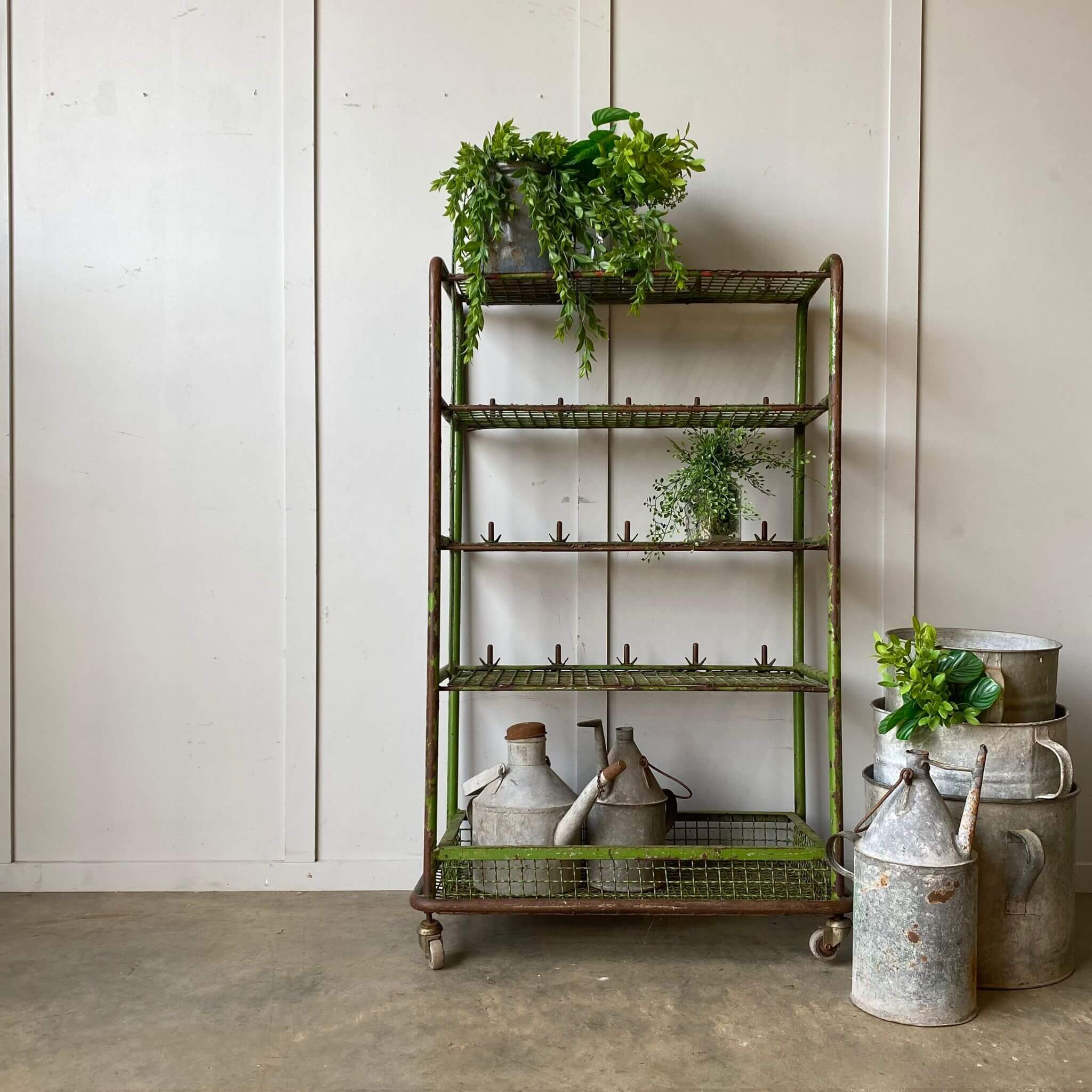 Vintage industrial workshop rack shelf