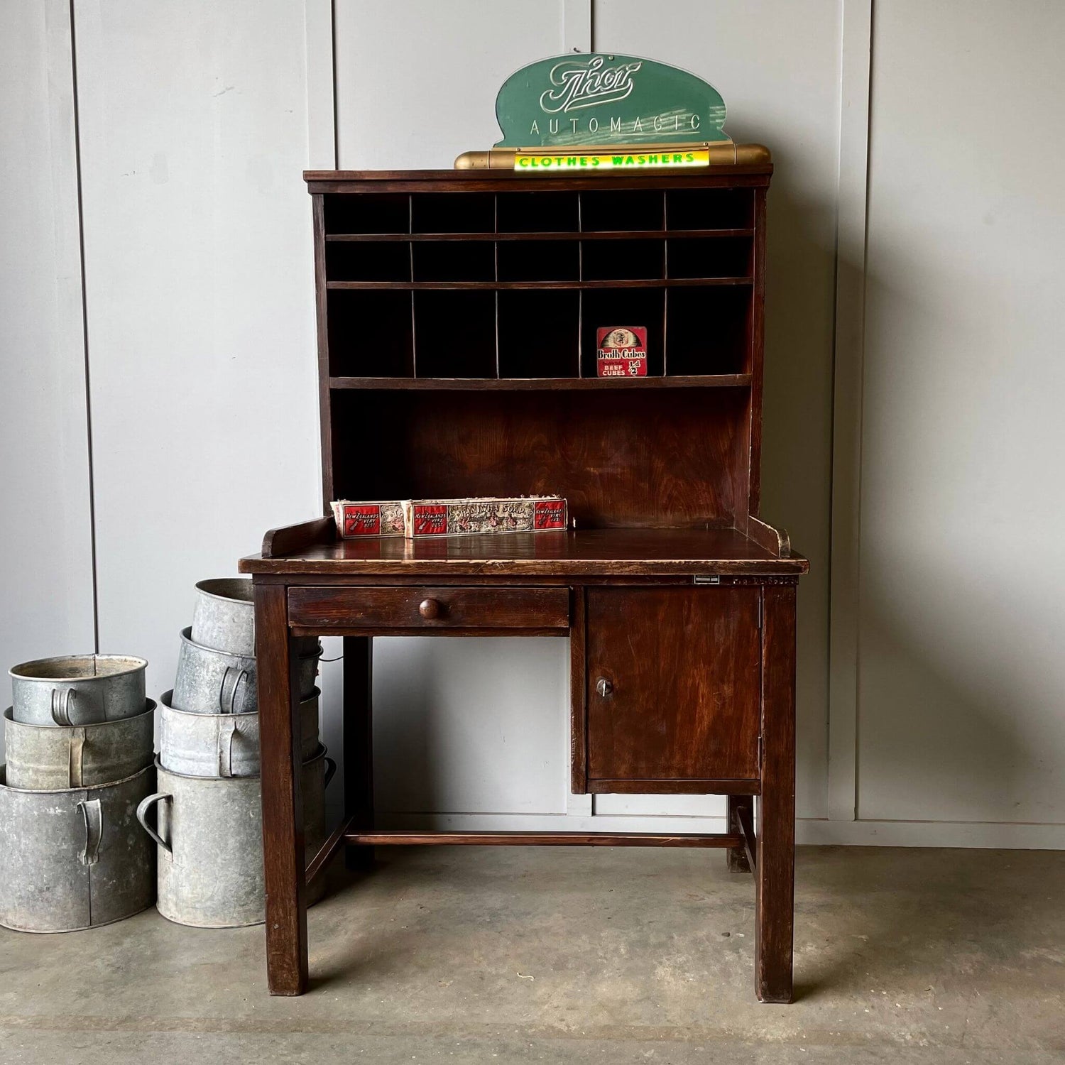 Antique table, post office clerks desk