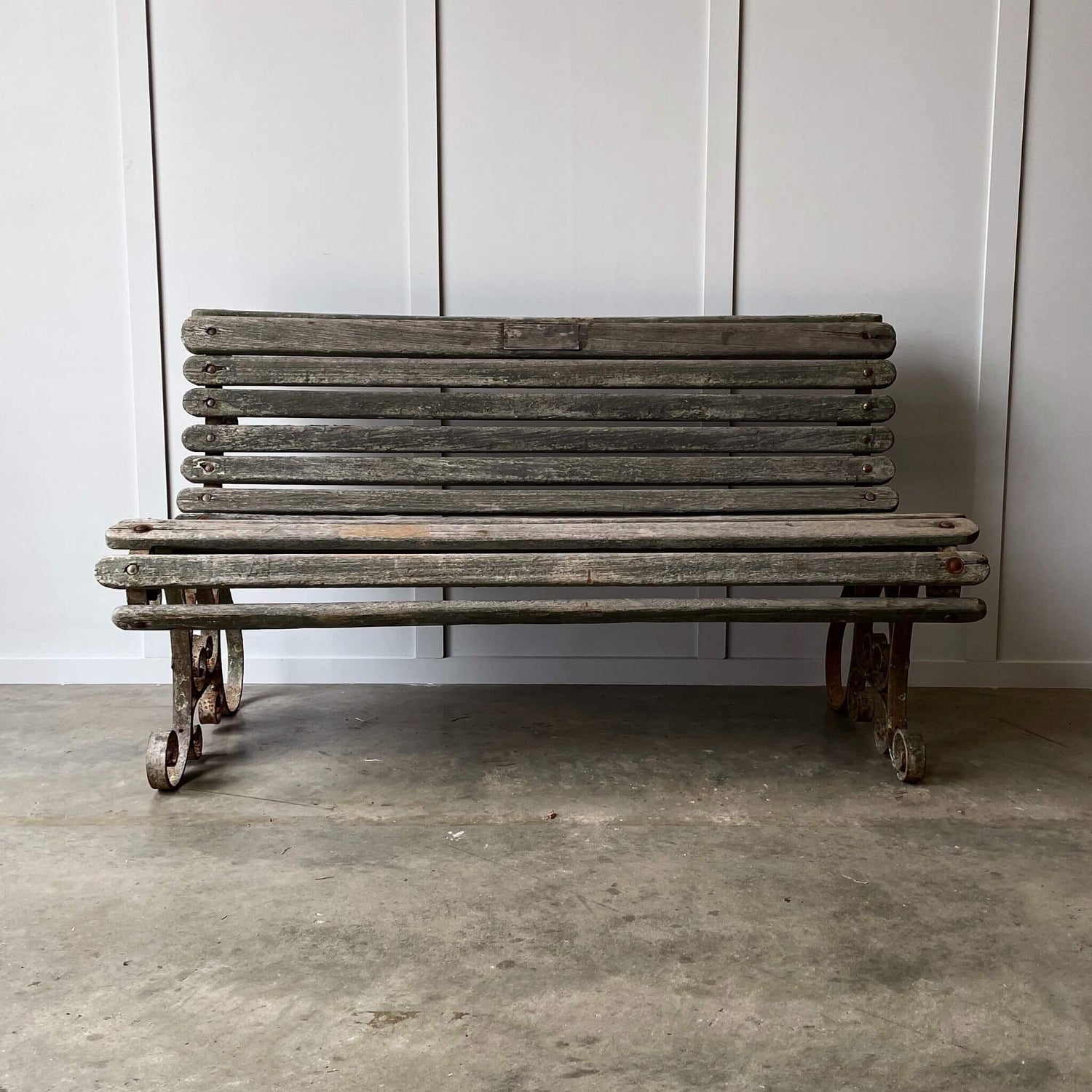 Front view of vintage garden bench