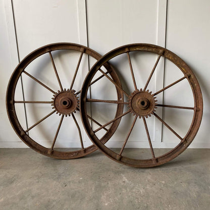Antique garden decor wheels