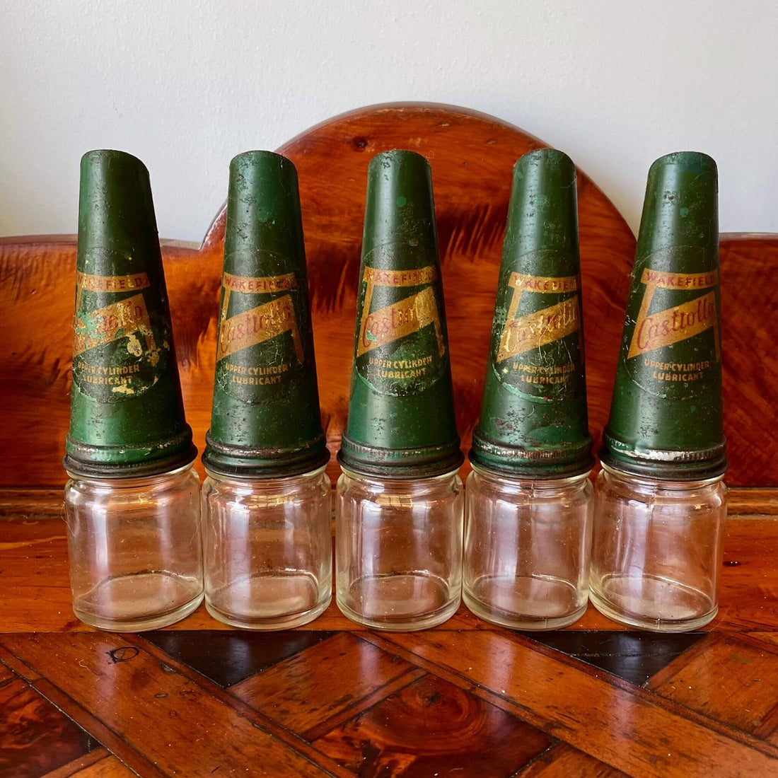 Antique and collectable castrol oil bottles