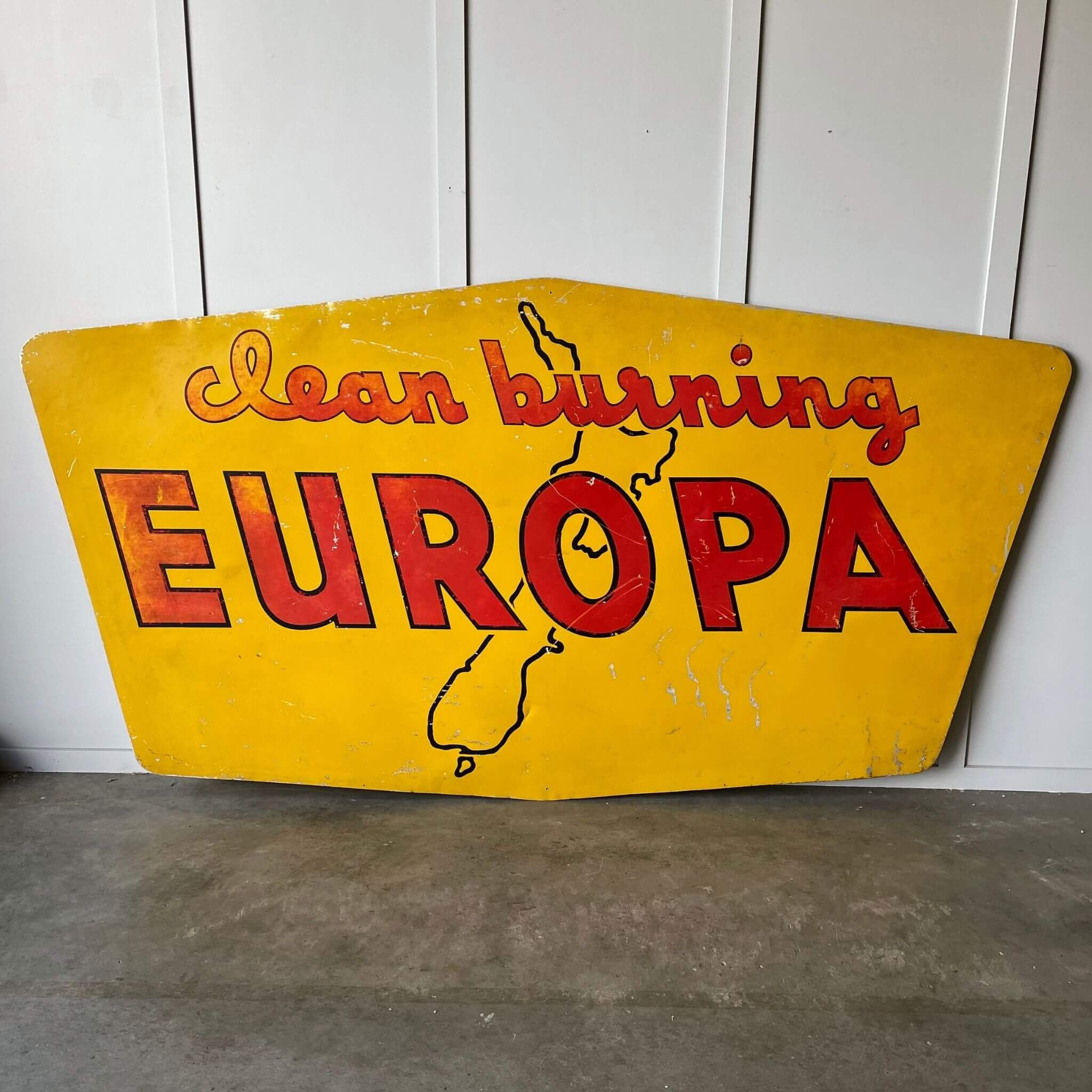 Vintage collectable Europa clean burning petrol station sign