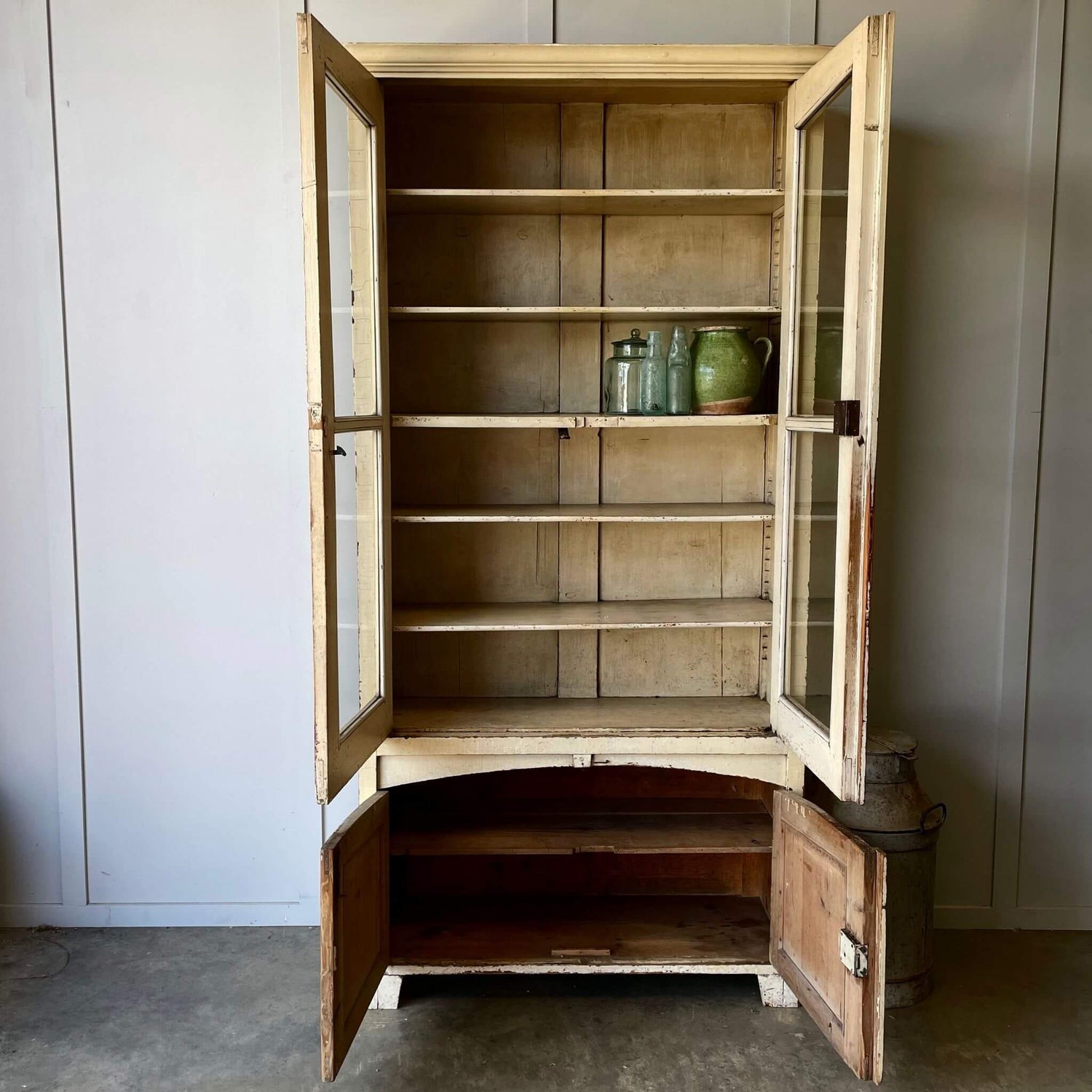 Antique cabinet with doors open