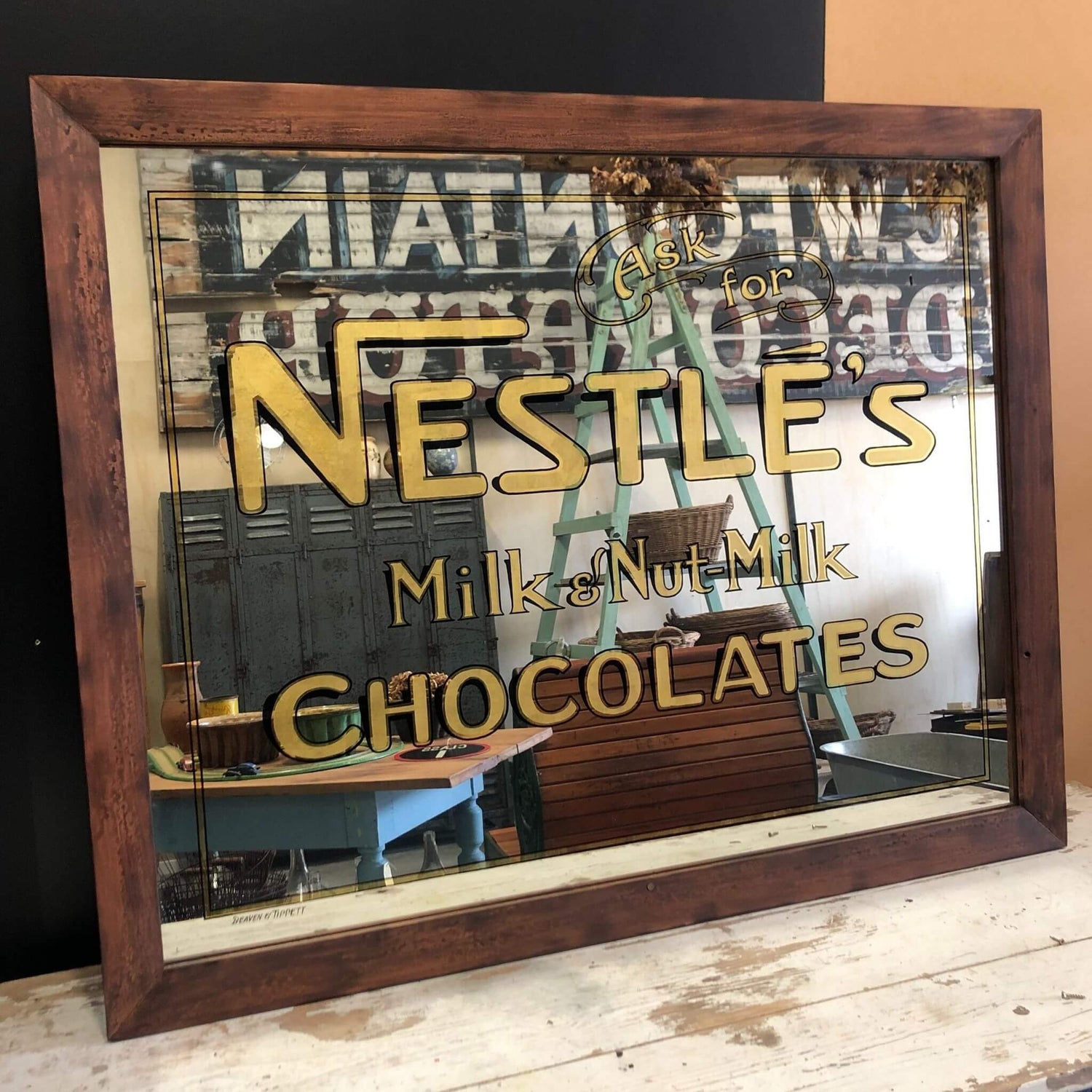 Circa 1928 Large Nestles Confectionary Mirror
