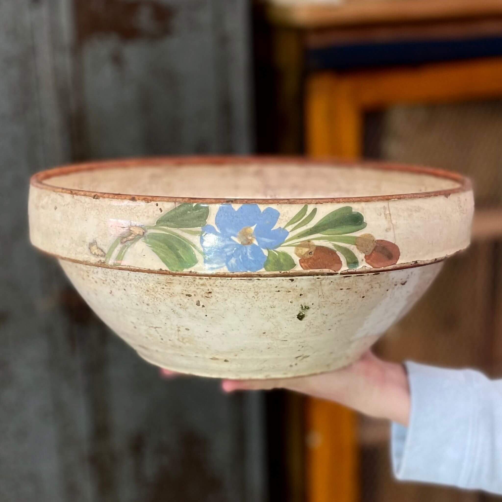 side of an antique bowl