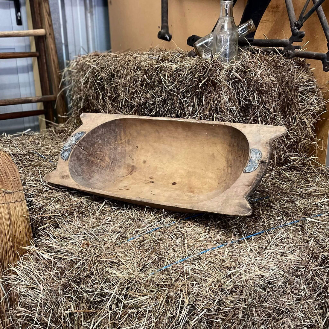 A small dough bowl with repairs