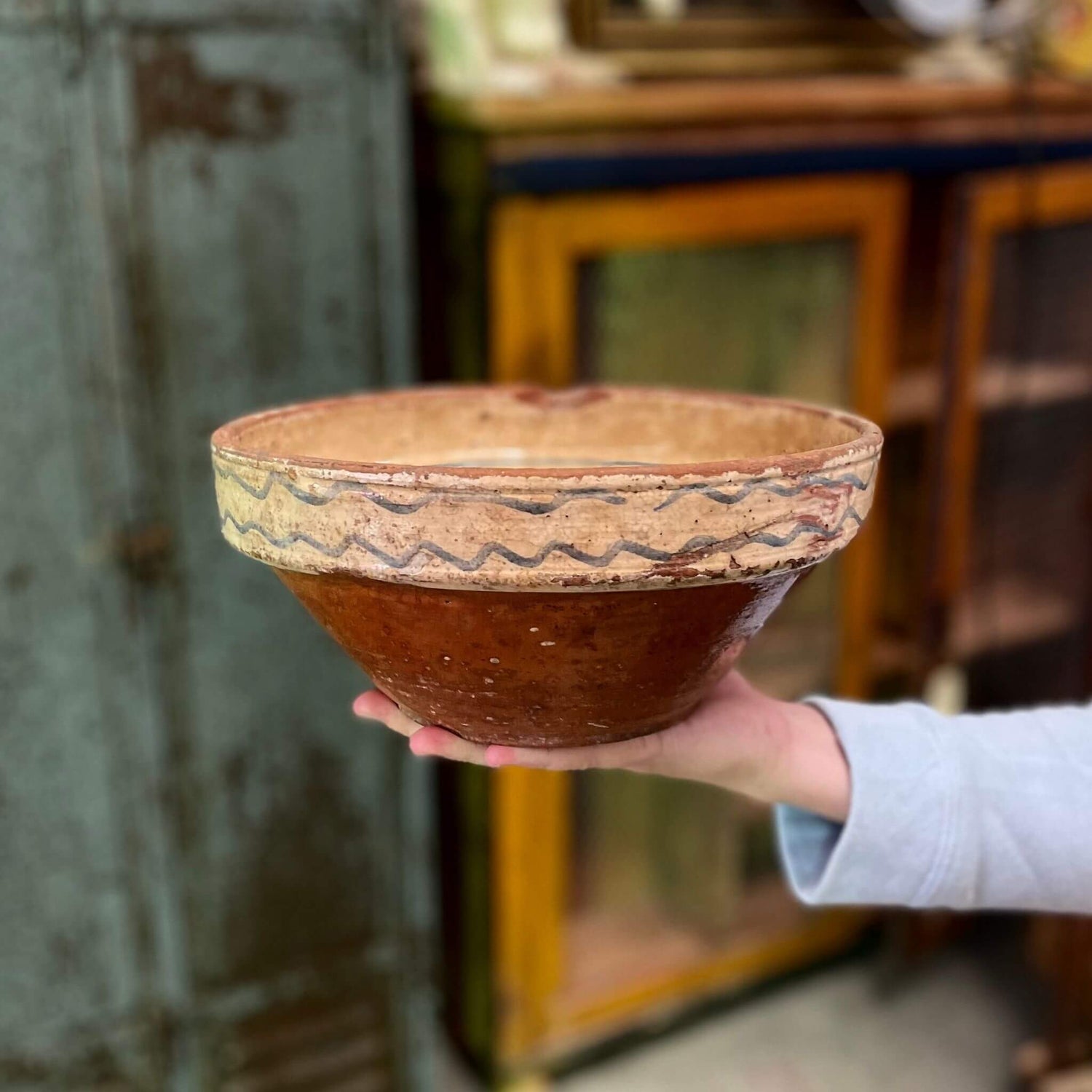 Side of old pottery bowl