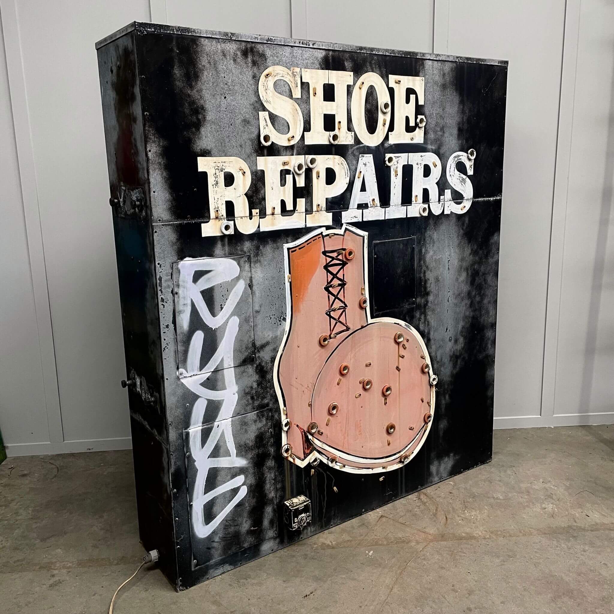 Old vintage collectable sign, shoe repairs, shoe sherriff