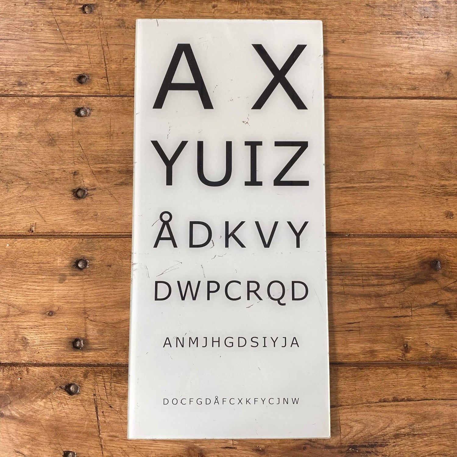 Vintage medical glass eye chart