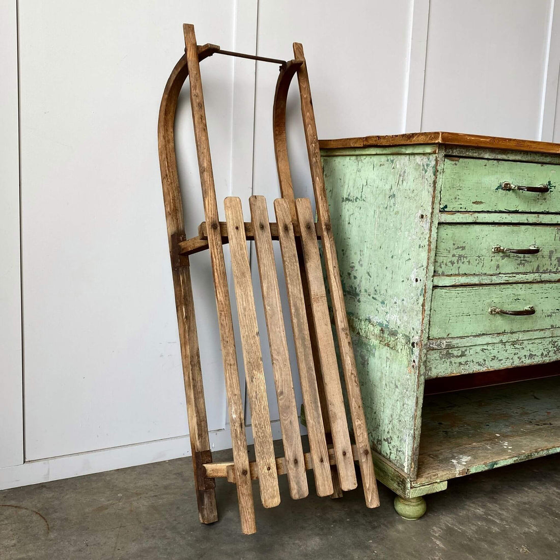 Antique furniture, European snow sled