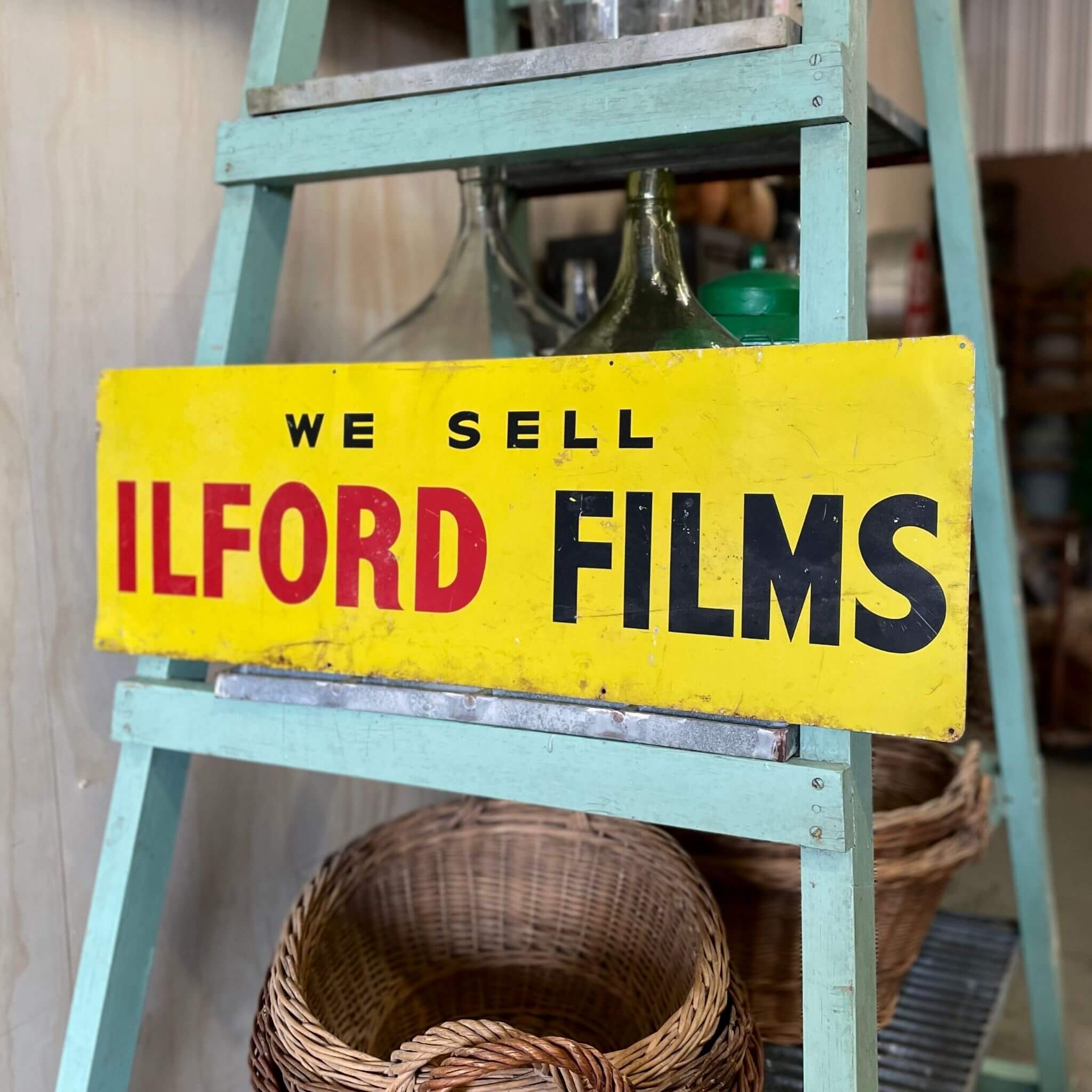 Ilford films antique tin sign