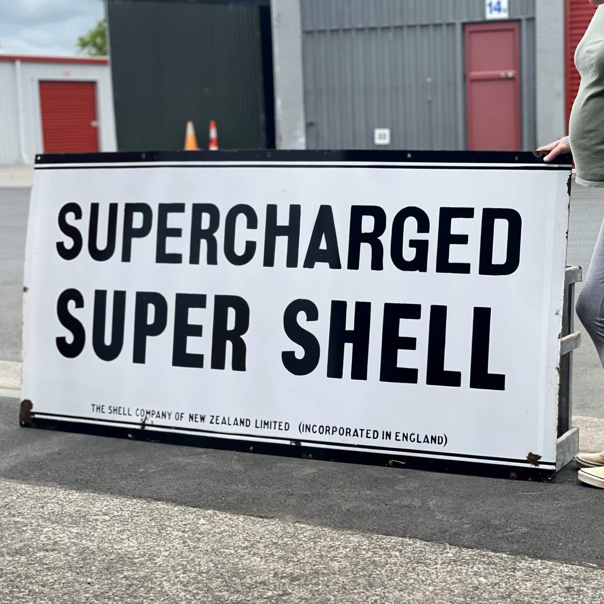 Enamel Sign, super charged super shell